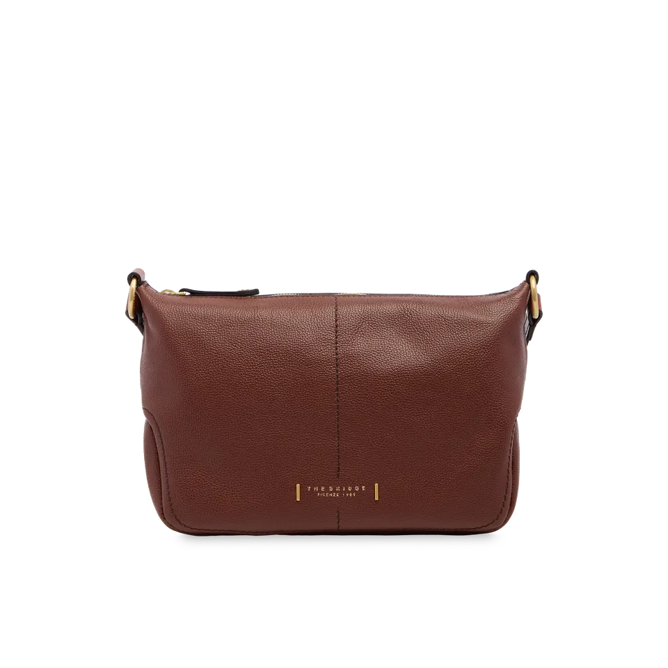 the-bridge-letizia-ss26-borsa-tracolla-pelle-stampata-marrone-oro image 1