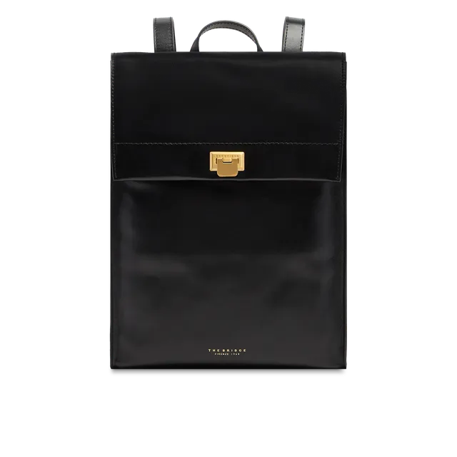 the-bridge-zaino-leila-ss26-in-pelle-bovina-da-donna-nero-oro image 1