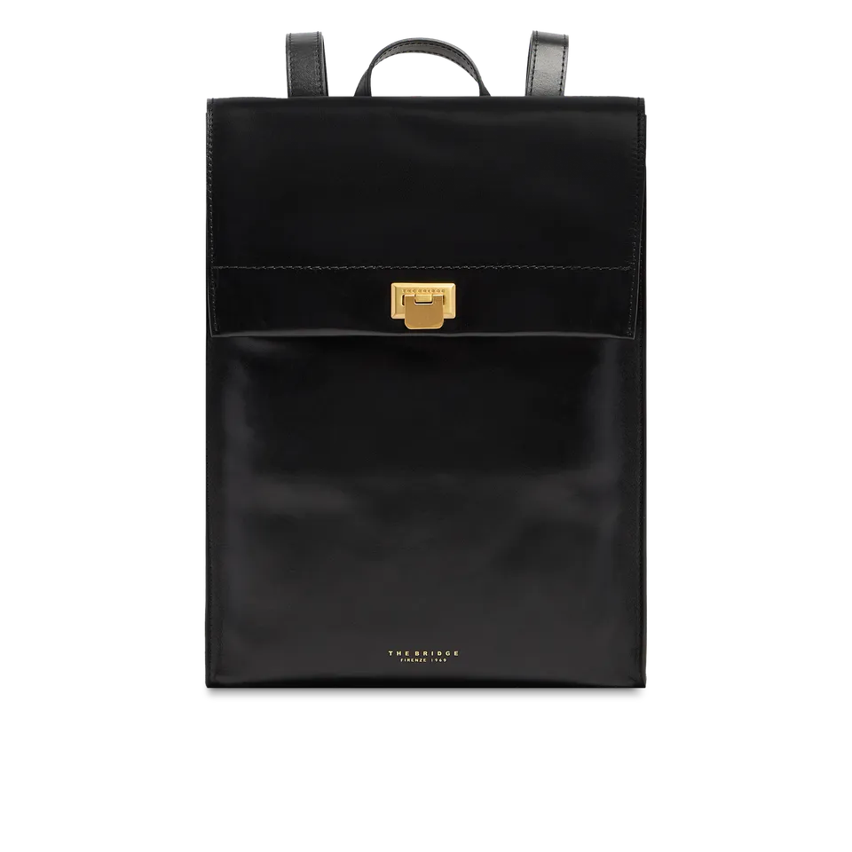 the-bridge-zaino-leila-ss26-in-pelle-bovina-da-donna-nero-oro image 1