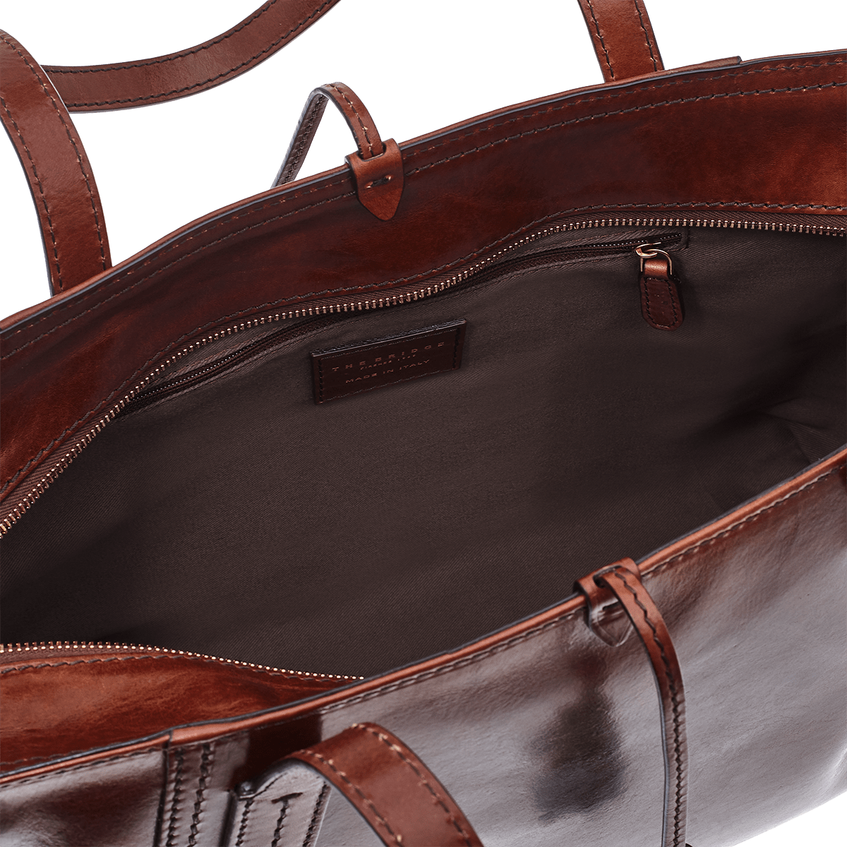 the-bridge-borsa-shopper-in-pelle-con-nappine-marrone-oro image 2