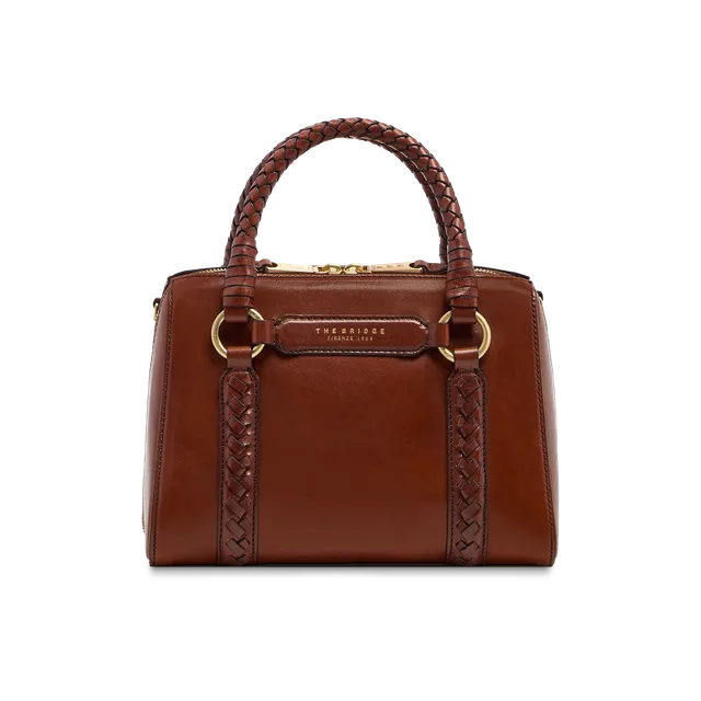 the-bridge-laura-wow-borsa-a-mano-in-pelle-marrone-oro-con-tracolla-removibile image 1