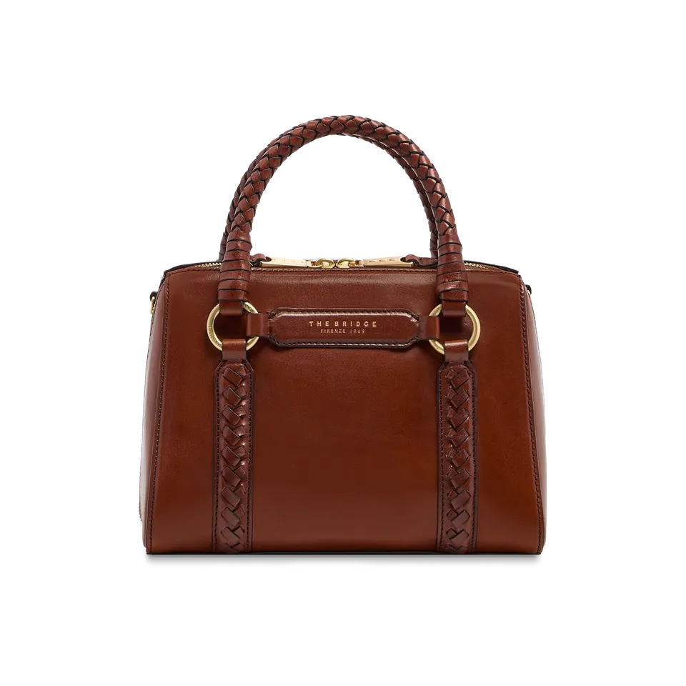 the-bridge-laura-wow-borsa-a-mano-in-pelle-marrone-oro-con-tracolla-removibile image 1