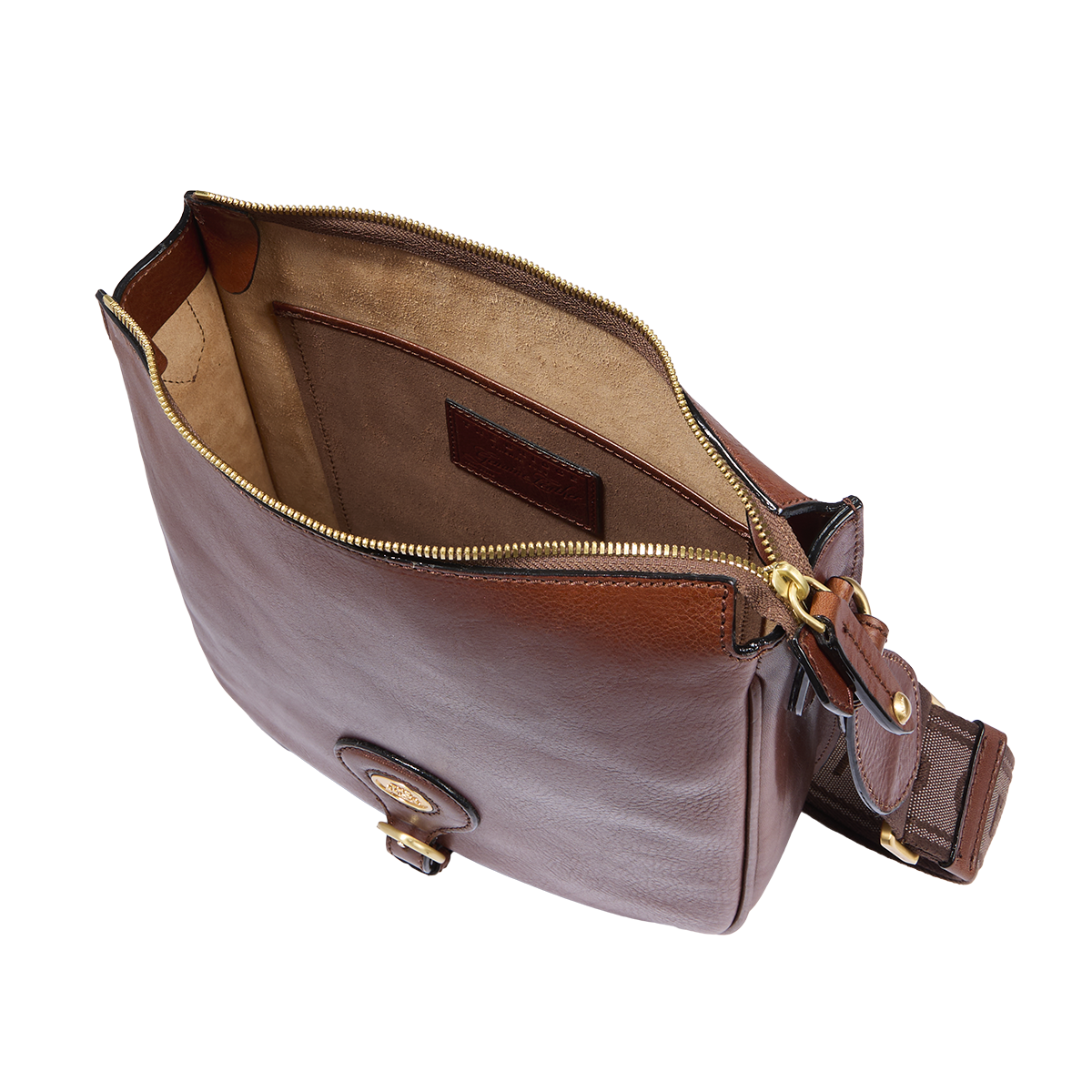 the-bridge-isadora-borsa-tracolla-donna-pelle-marrone-oro-con-zip image 4