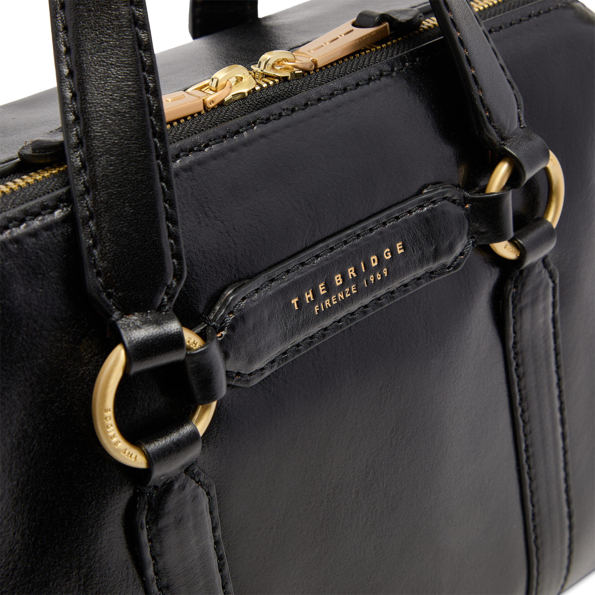 the-bridge-laura-borsa-grande-a-mano-in-pelle-con-tracolla-nero-oro image 5