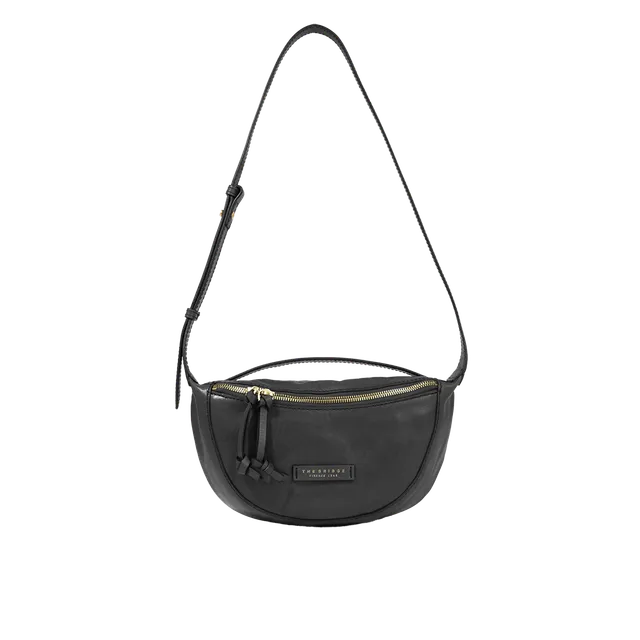the-bridge-story-borsa-tracolla-small-in-pelle-nera-con-oro image 1