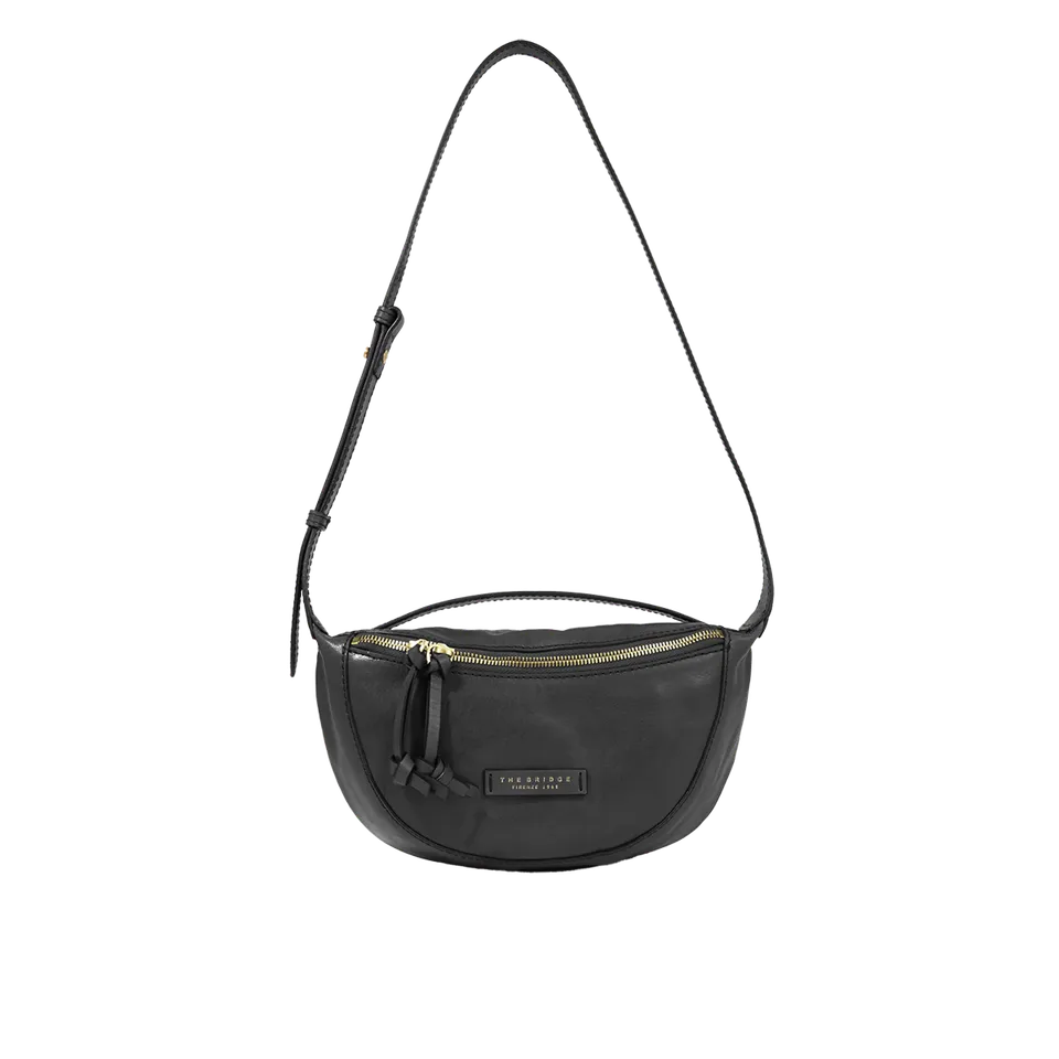 the-bridge-story-borsa-tracolla-small-in-pelle-nera-con-oro image 1