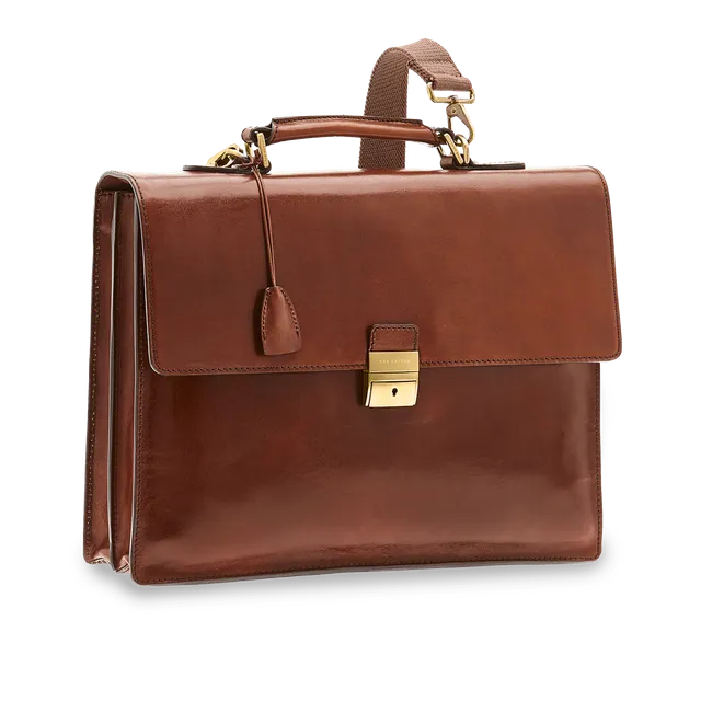 the-bridge-cartella-uomo-in-pelle-porta-pc-con-tracolla-marrone-oro image 1
