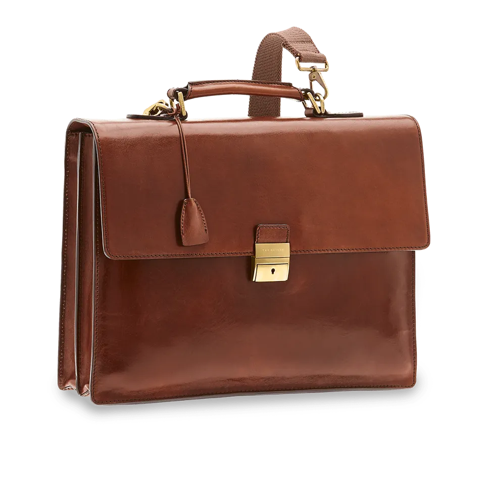 the-bridge-cartella-uomo-in-pelle-porta-pc-con-tracolla-marrone-oro image 1