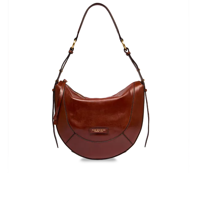the-bridge-fedora-borsa-tracolla-grande-in-pelle-marrone-oro image 1
