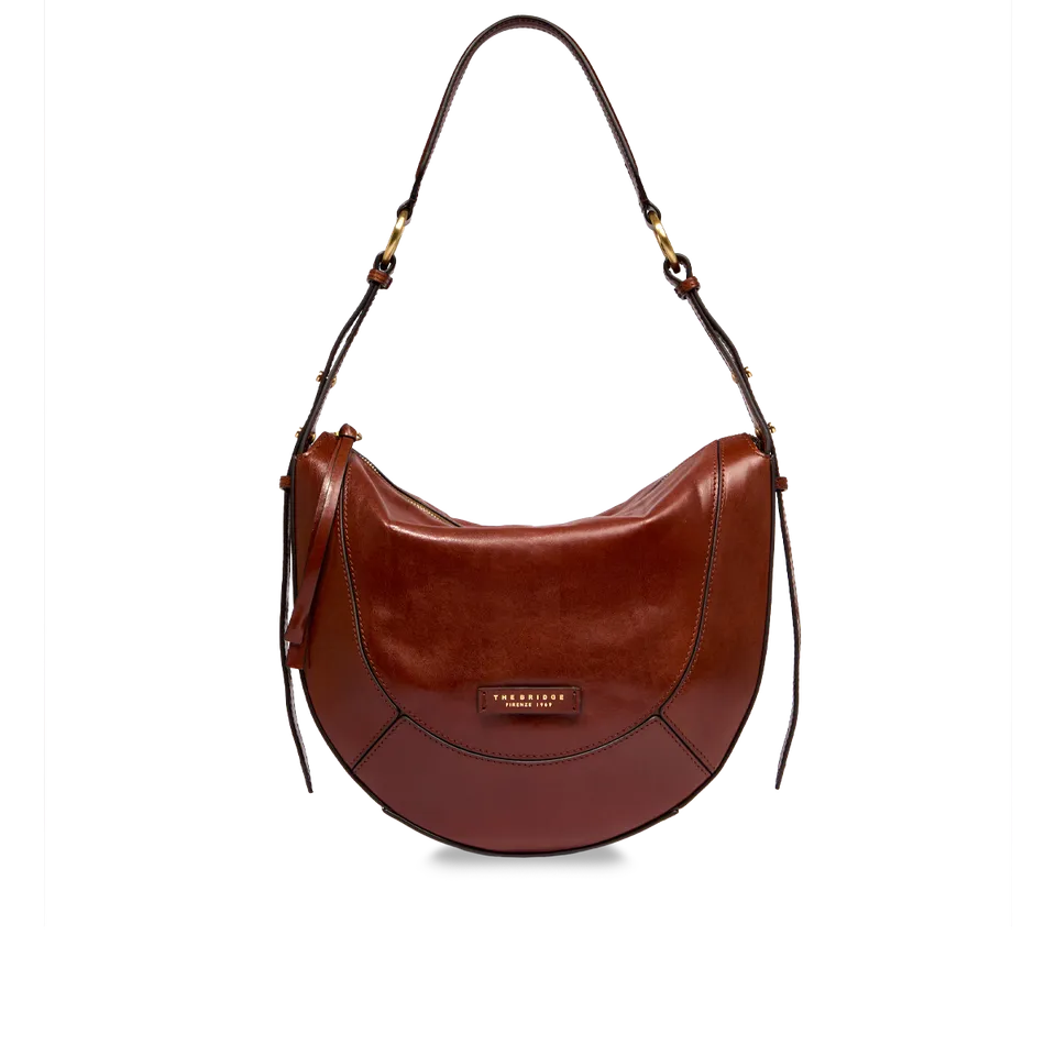 the-bridge-fedora-borsa-tracolla-grande-in-pelle-marrone-oro image 1