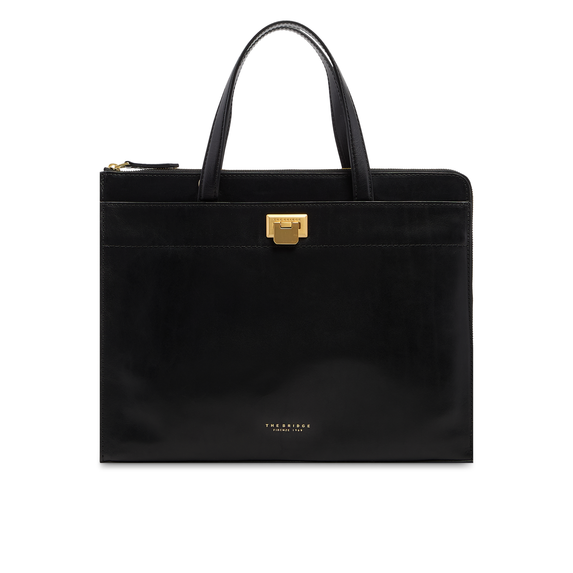 the-bridge-leila-cartella-in-pelle-donna-porta-pc-nero-oro image 1