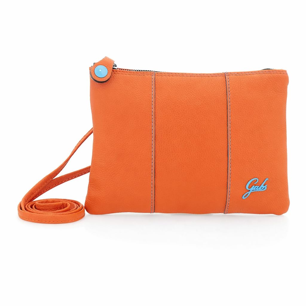 gabs-beyonce-m-basic-pochette-tracolla-in-pelle-orange-logo-azzurro image 1