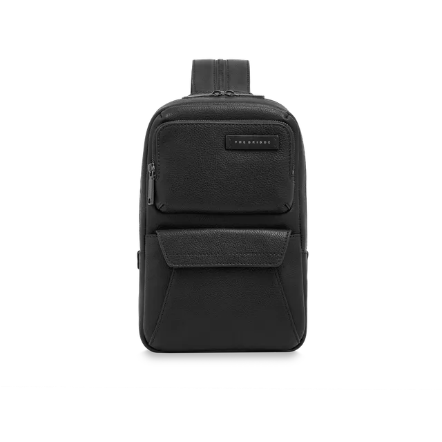 the-bridge-zaino-monospalla-uomo-in-pelle-con-zip-e-tasche-frontali image 1