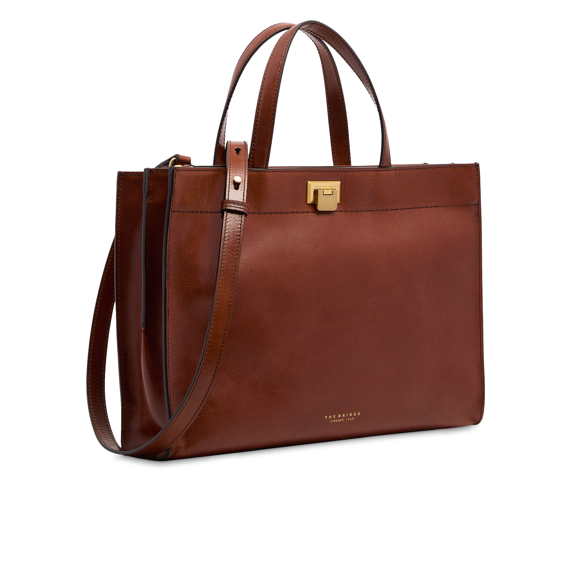 the-bridge-leila-borsa-a-mano-in-pelle-con-tracolla-removibile-marrone-oro image 2