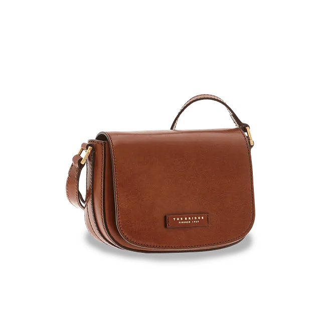 the-bridge-borsa-a-tracolla-in-pelle-marrone-oro-essenziale image 1