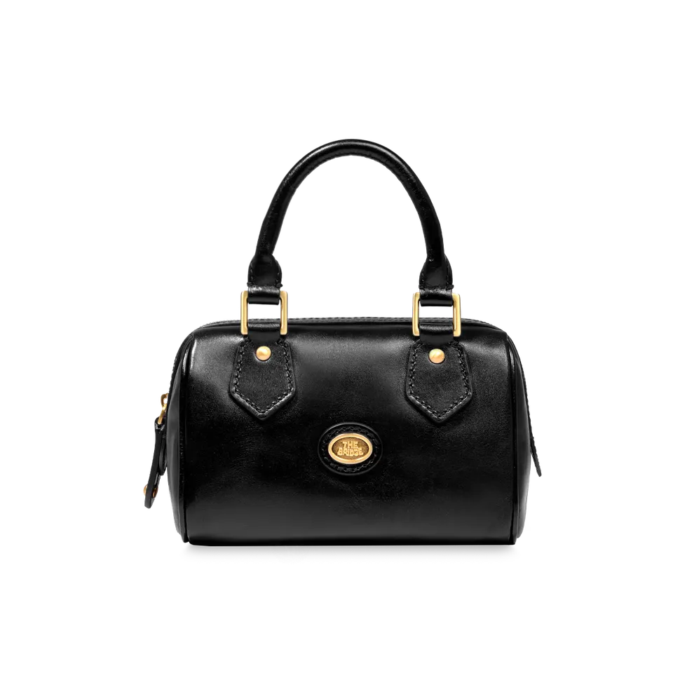 the-bridge-bauletto-in-pelle-nero-con-oro-con-tracolla-removibile image 1
