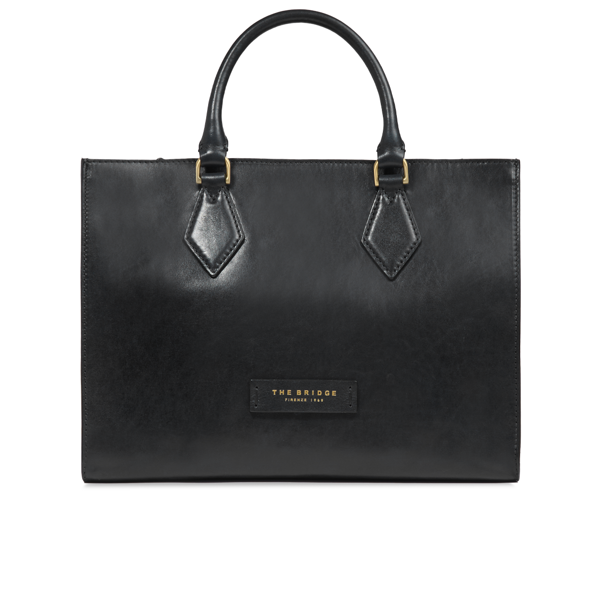 the-bridge-ida-borsa-a-mano-in-pelle-grande-con-tracolla-nero-oro image 1