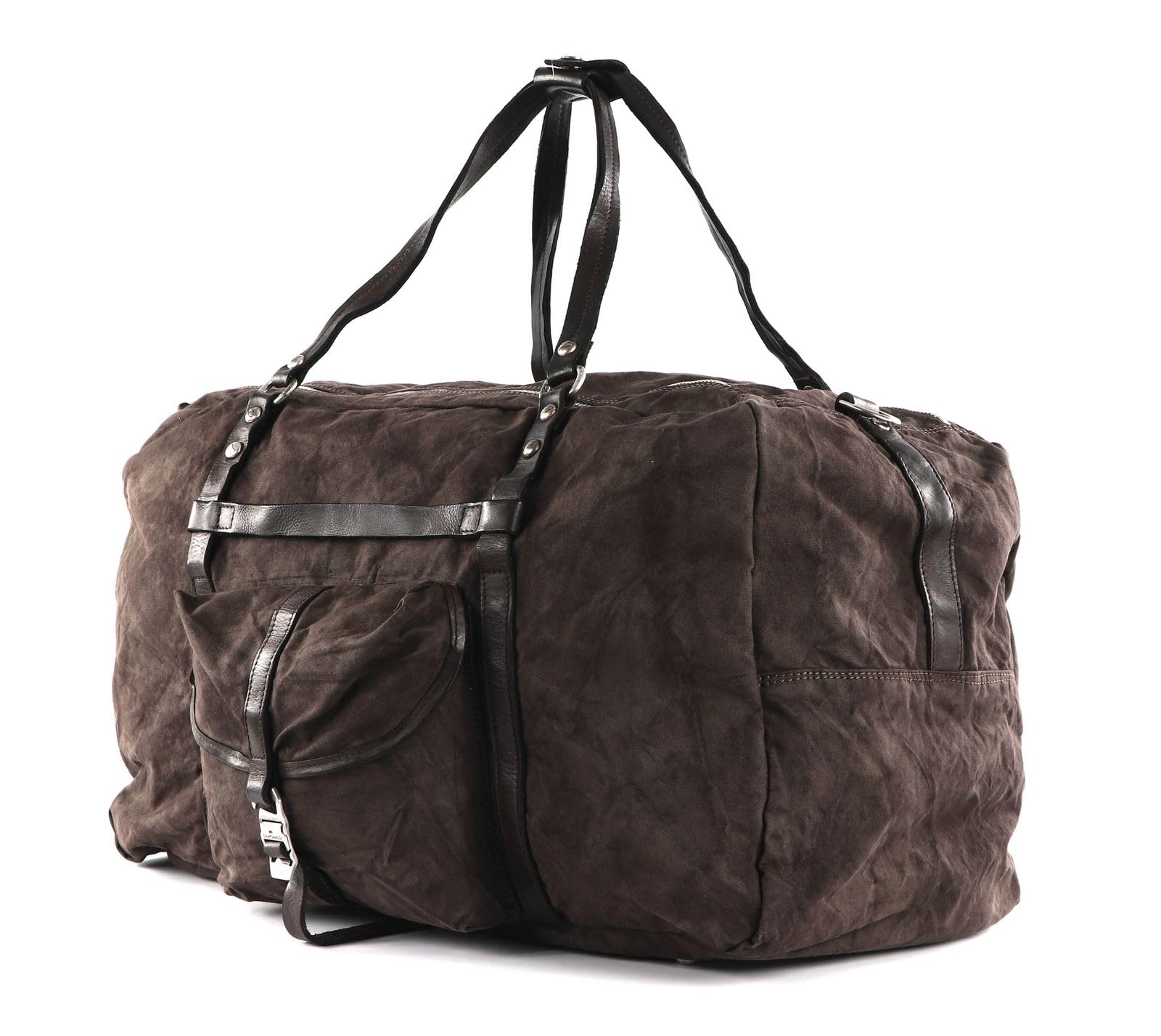 campomaggi-saturno-weekend-bag-canvas-e-pelle-militare-moro-siena image 3