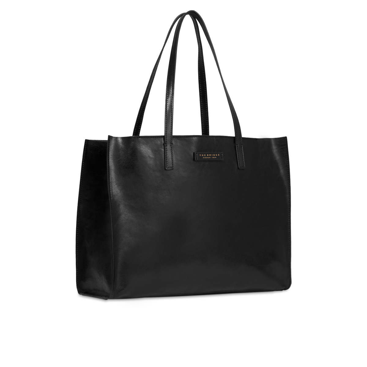 the-bridge-mirra-borsa-shopper-in-pelle-donna-nero-oro image 2