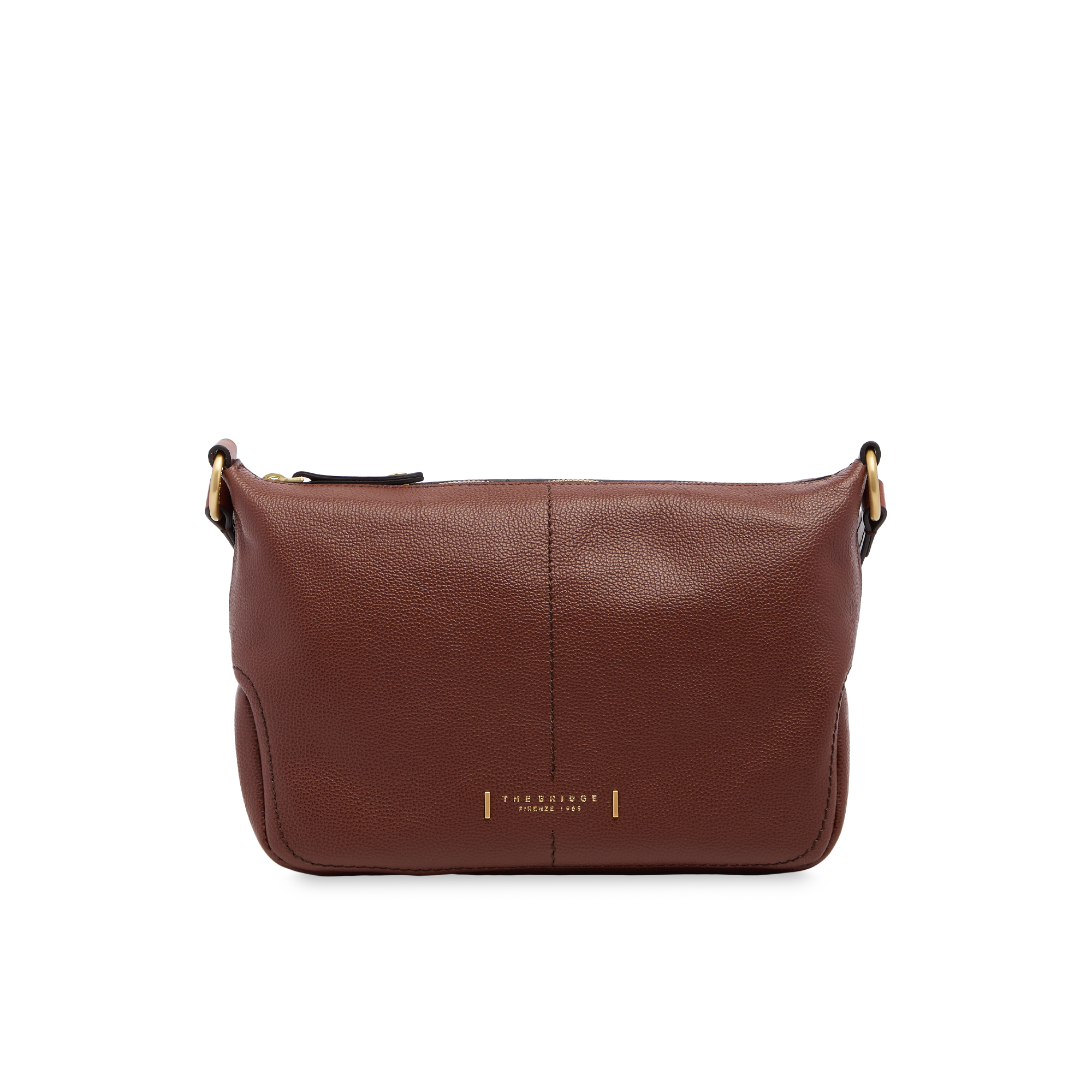 the-bridge-letizia-ss26-borsa-tracolla-pelle-stampata-marrone-oro image 1