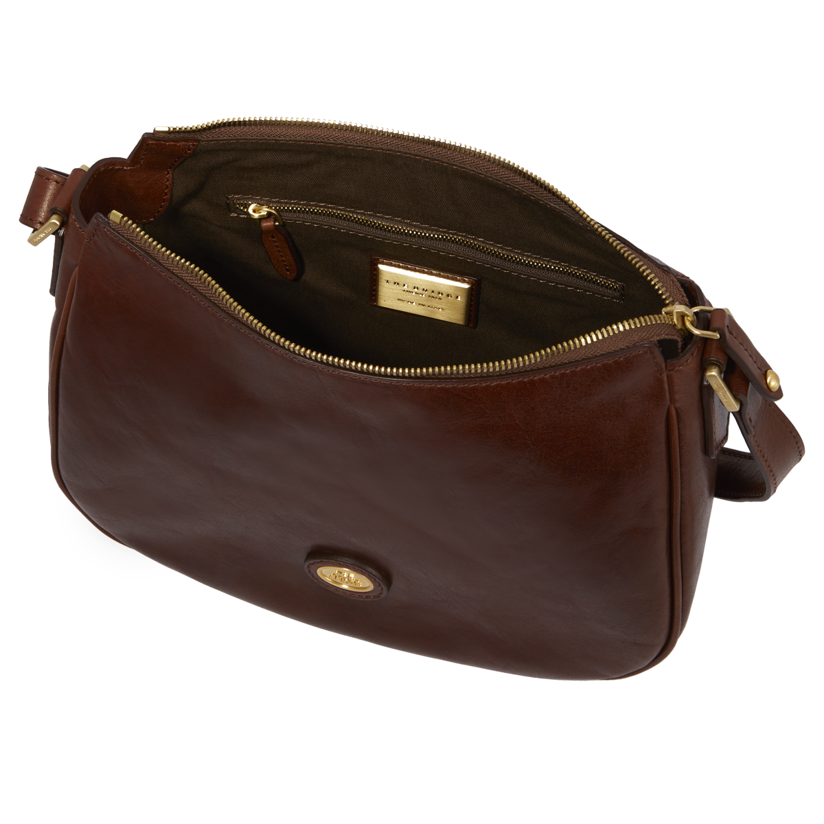 the-bridge-borsa-donna-in-pelle-con-tracolla-e-zip-marrone-oro image 4