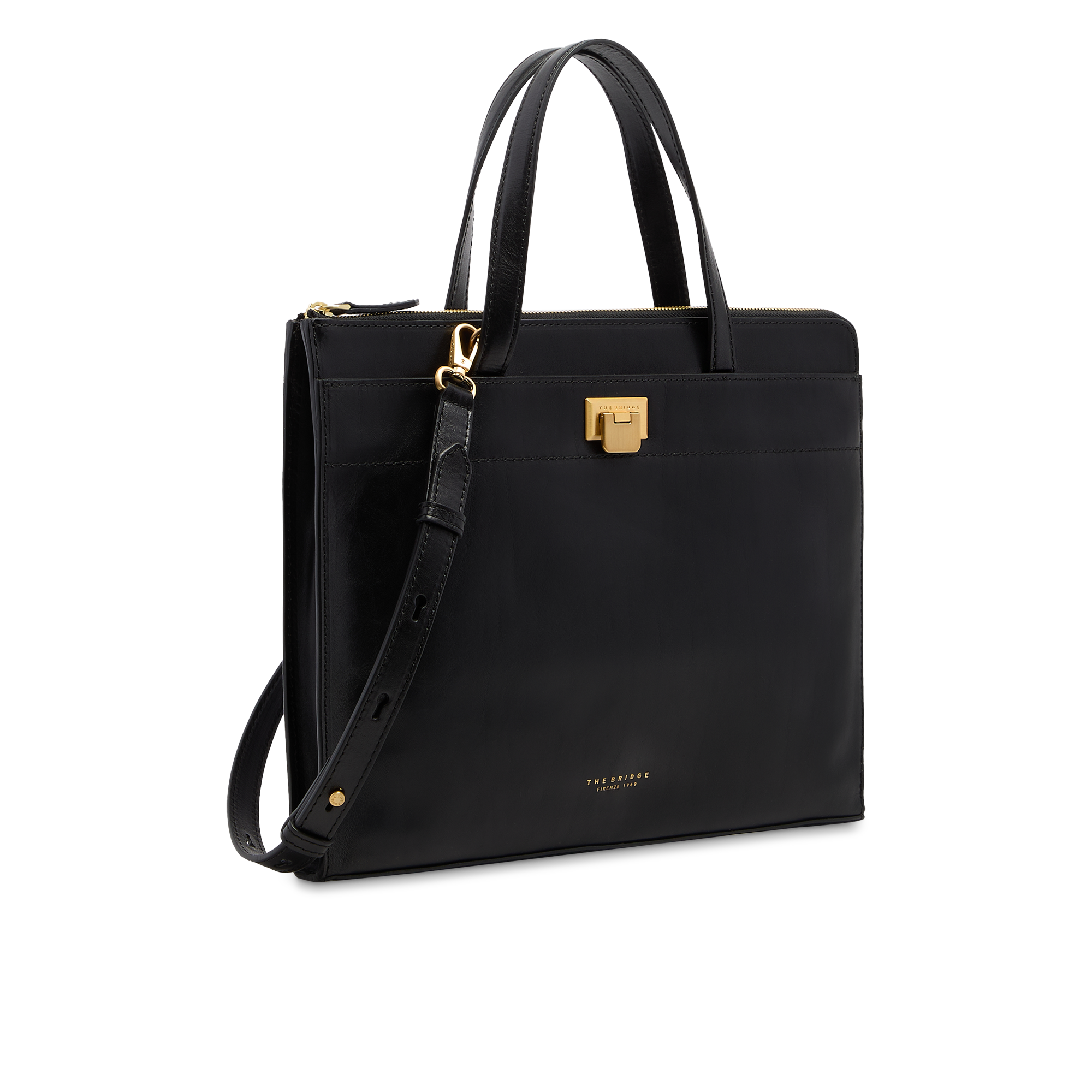 the-bridge-leila-cartella-in-pelle-donna-porta-pc-nero-oro image 2