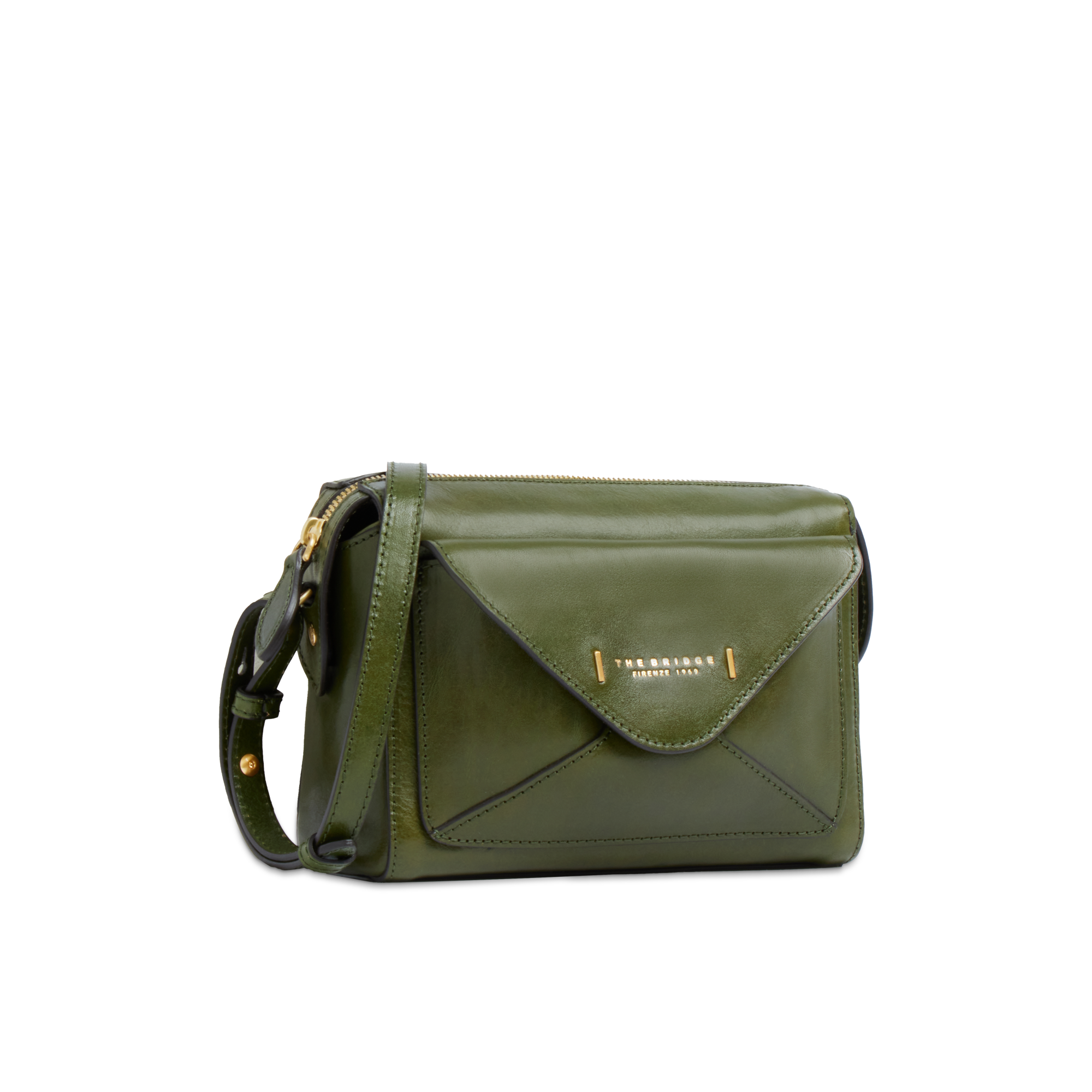 the-bridge-frida-borsa-tracolla-camera-case-in-pelle-verde-maggiorana-oro image 2