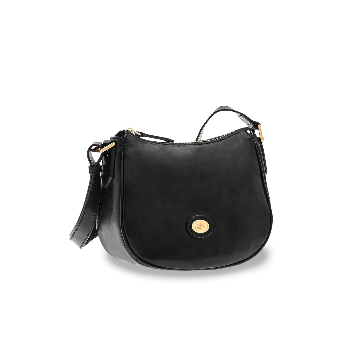 the-bridge-borsa-tracolla-in-pelle-con-chiusura-zip-nero-oro image 1