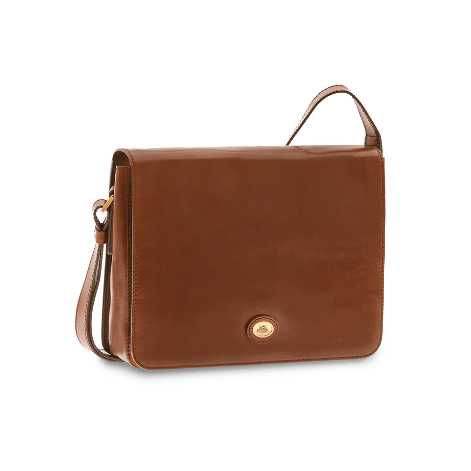 the-bridge-cartella-in-pelle-uomo-con-tracolla-marrone-oro image 1