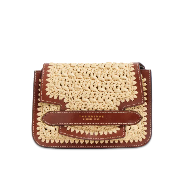 the-bridge-lucrezia-wow-borsa-tracolla-donna-in-pelle-e-rafia-marrone-oro image 1