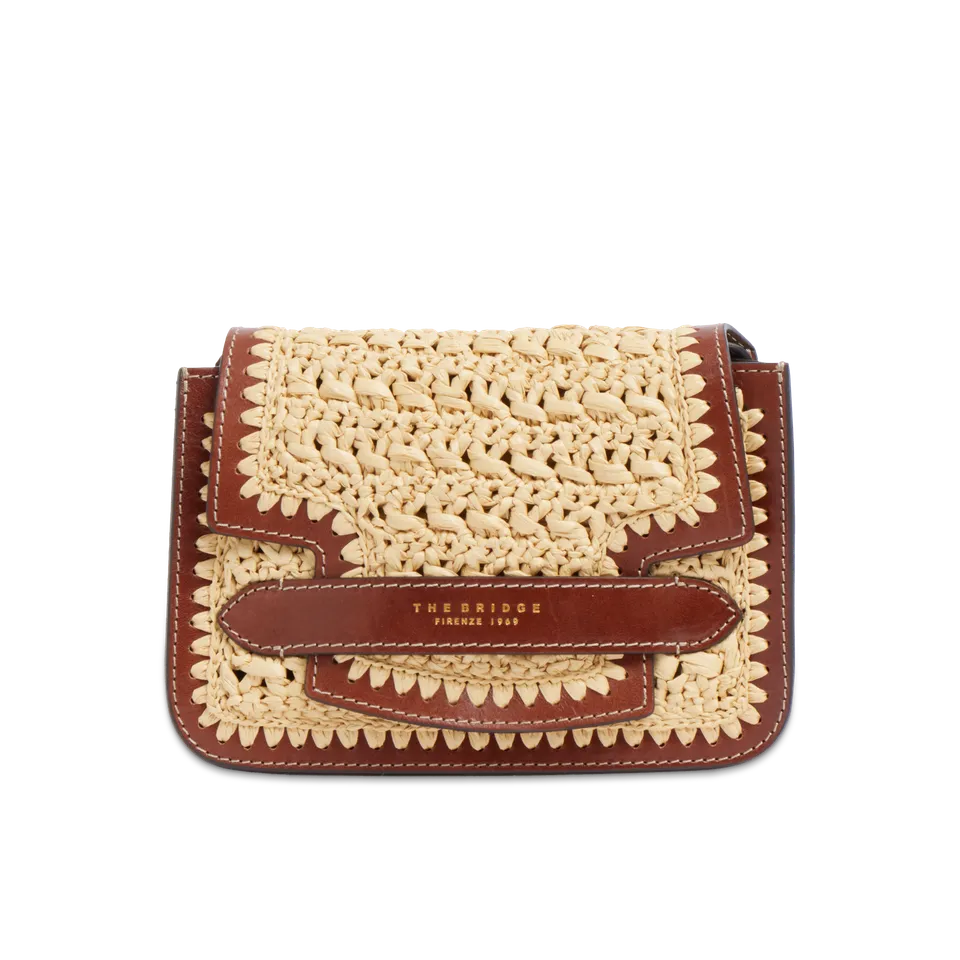 the-bridge-lucrezia-wow-borsa-tracolla-donna-in-pelle-e-rafia-marrone-oro image 1