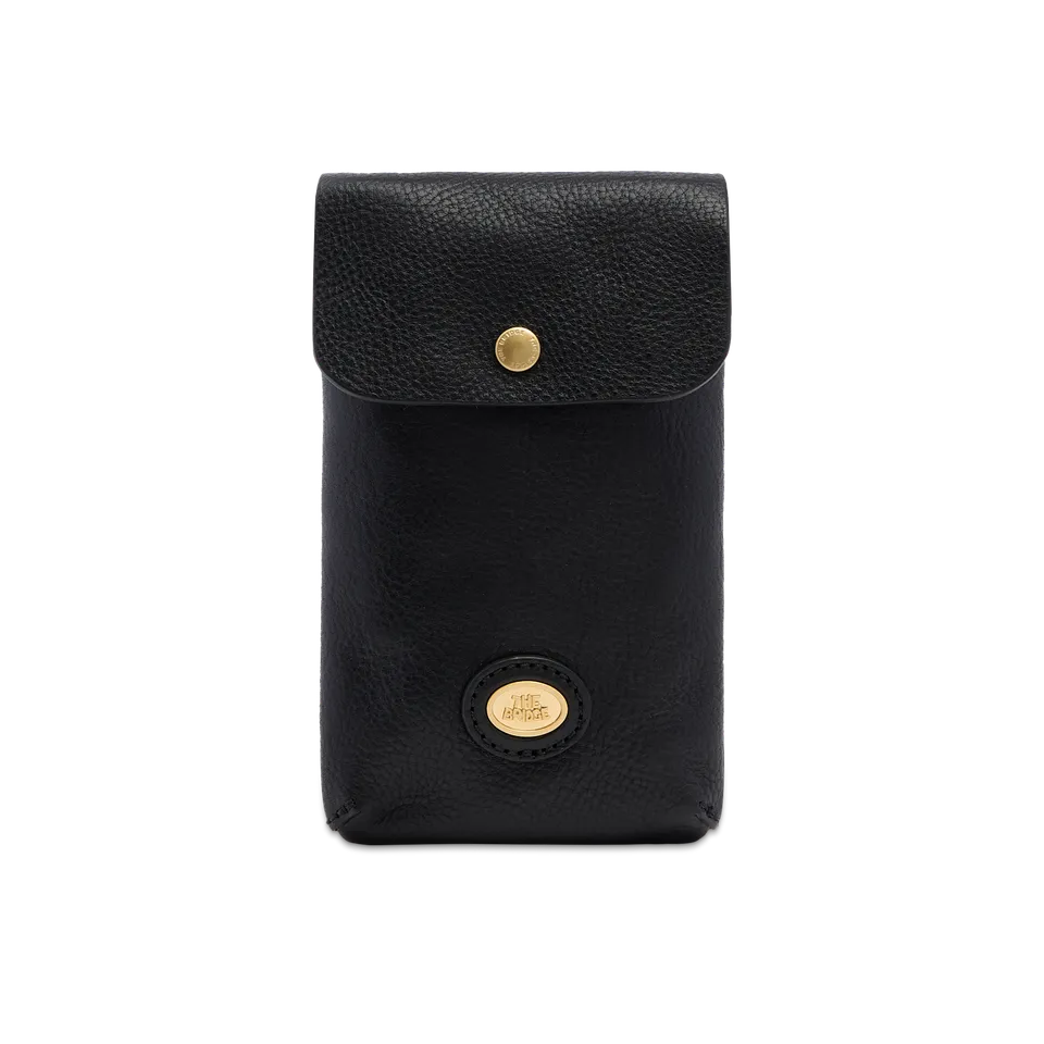 the-bridge-custodia-telefono-in-pelle-con-tracolla-nero-oro image 1