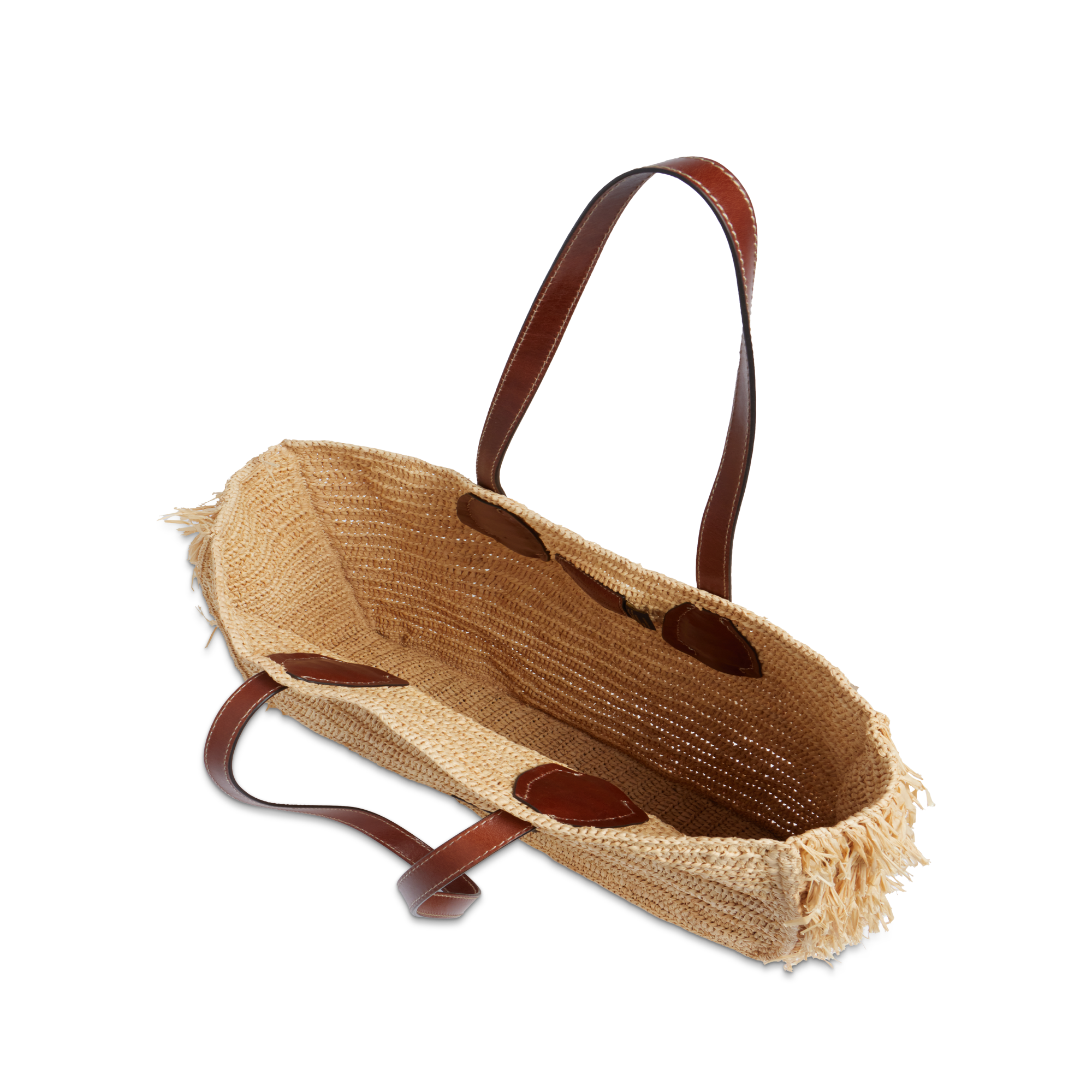 the-bridge-luna-shopper-in-pelle-e-rafia-marrone-con-oro image 4