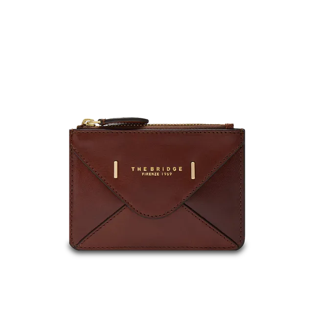 the-bridge-frida-portacarte-donna-in-pelle-con-zip-marrone-oro image 1