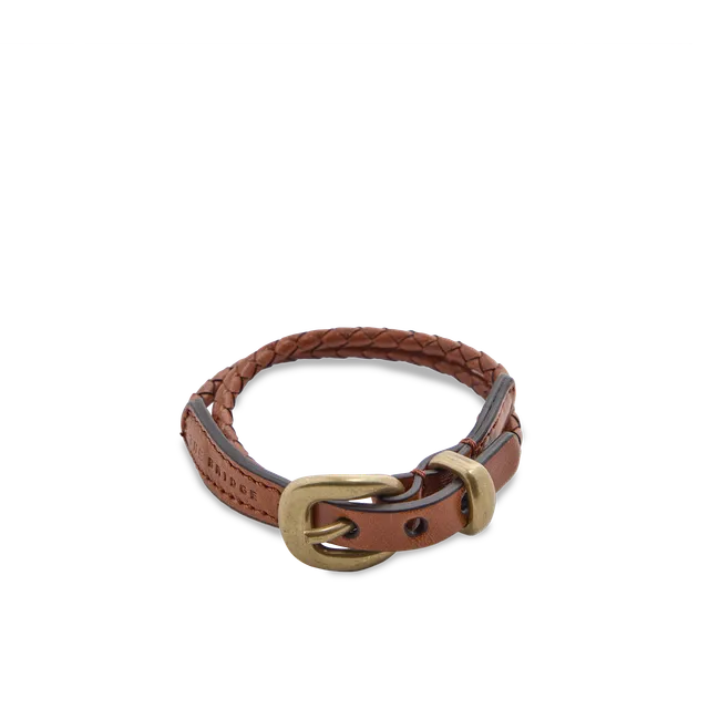 the-bridge-braccialetto-in-pelle-cognac-oro-unisex image 1