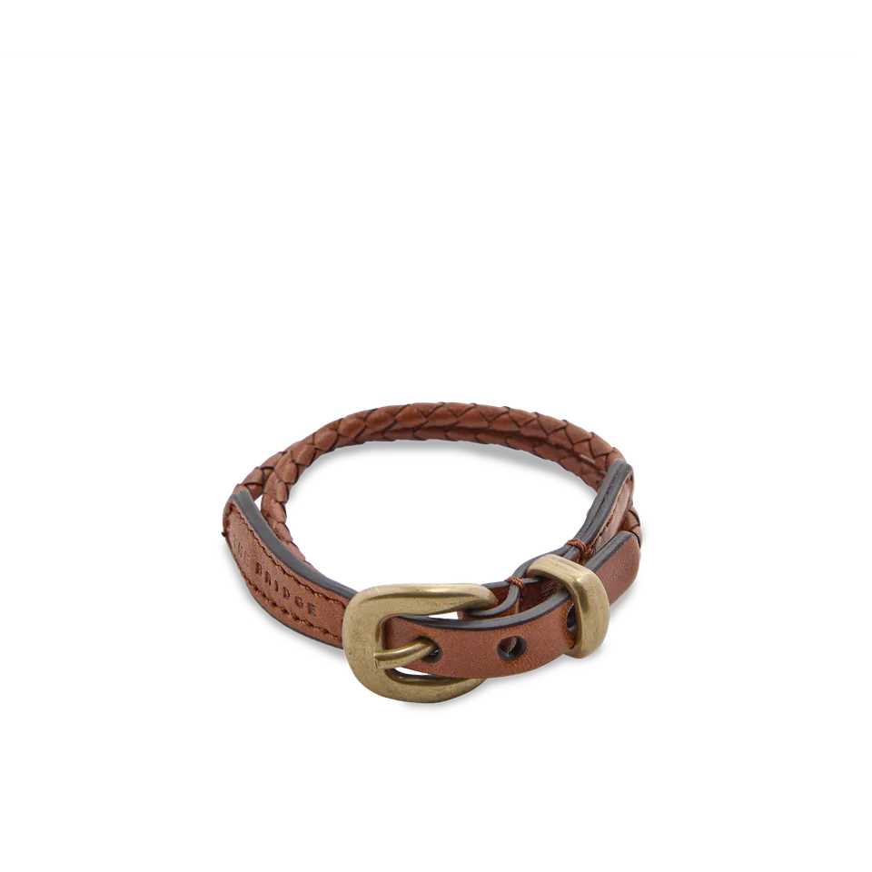 the-bridge-braccialetto-in-pelle-cognac-oro-unisex image 1