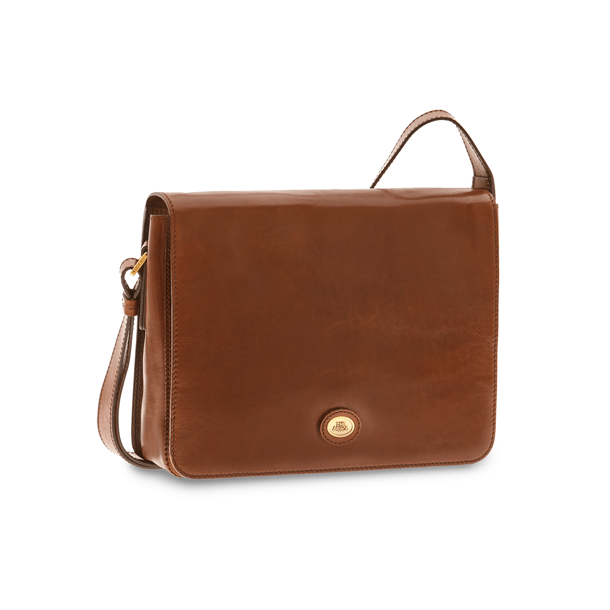 the-bridge-cartella-in-pelle-uomo-con-tracolla-marrone-oro image 1