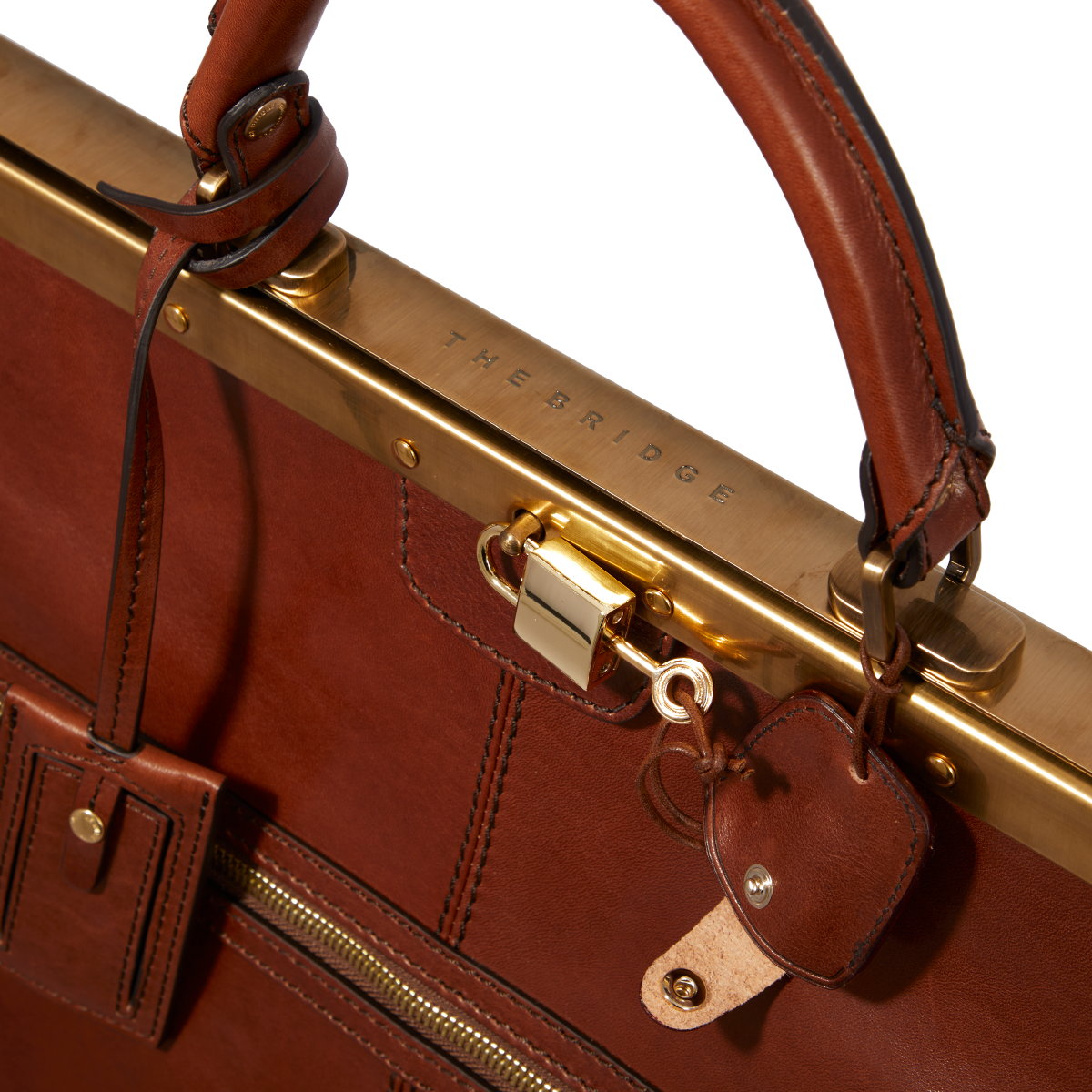 the-bridge-borsone-in-pelle-da-viaggio-duffel-marrone-oro image 4