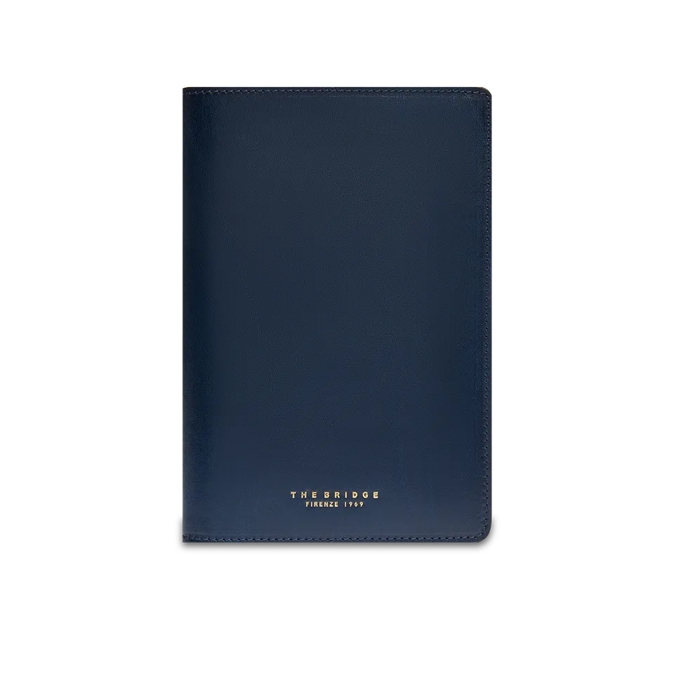 the-bridge-agenda-in-pelle-bovina-ricaricabile-blu-oltremare-con-oro image 1