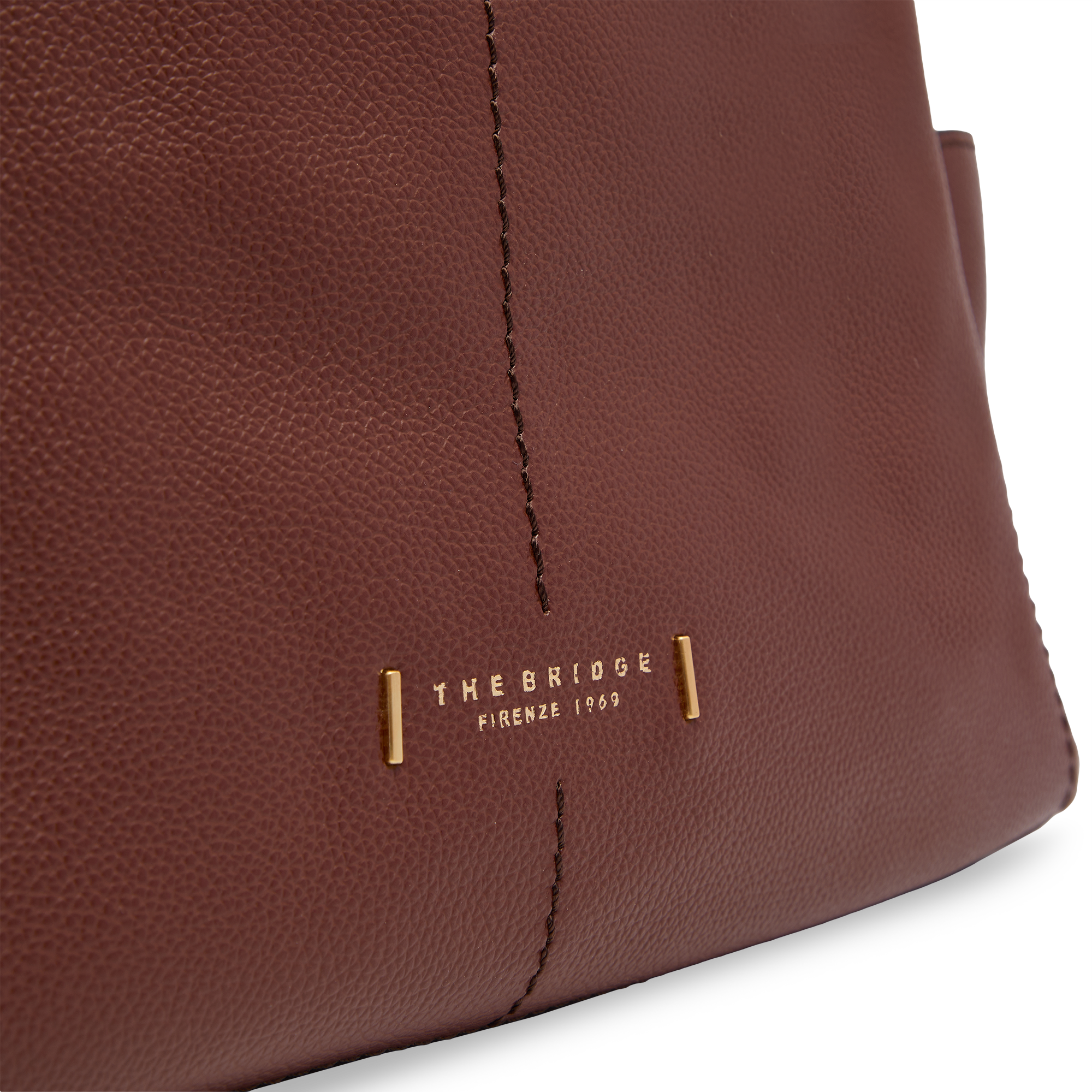 the-bridge-letizia-ss26-borsa-tracolla-in-pelle-con-tasche-laterali-marrone-oro image 5